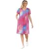 Woman Within Plus Size Perfect Short-Sleeve V-Neck Tee Dress(Peony Petal Tie Dye)
