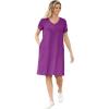 Woman Within Plus Size Perfect Short-Sleeve V-Neck Tee Dress(Purple Magenta)