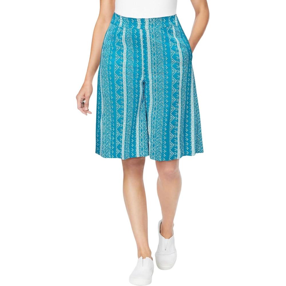 imageWoman Within Plus Size Flowy ShortTurq Blue Batik Stripe