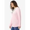 Woman Within Plus Size Embroidered Thermal Henley Tee(Pink Vine Embroidery)