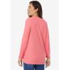 Woman Within Plus Size Embroidered Thermal Henley Tee(Sweet Coral Vine Embroidery)