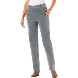 Woman Within Plus Size Petite Corduroy Straight Leg Stretch Pant – 30 W, Gunmetal