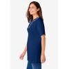 Woman Within Plus Size 7-Day Embroidered Layered-Look Tunic(Evening Blue Flower Embroidery)