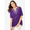 Woman Within Plus Size 7-Day Embroidered Layered-Look Tunic(French Blue Flower Embroidery)