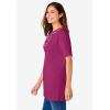 Woman Within Plus Size 7-Day Embroidered Layered-Look Tunic(Raspberry Flower Embroidery)