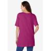 Woman Within Plus Size 7-Day Embroidered Layered-Look Tunic(Raspberry Flower Embroidery)