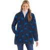 Woman Within Plus Size Zip-Front Microfleece Jacket Long Oversized Fleece(Royal Navy Sweethearts)