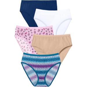 Comfort Choice Plus Size Hi-Cut Cotton Brief 5-Pack(Multi Butterfly Pack)