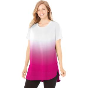 Woman Within Plus Size Easy Maxi Tunic(Raspberry Ombre)