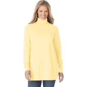 Woman Within Plus Size Perfect Long-Sleeve Turtleneck Tee (Petite Available)(Banana)