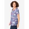 Woman Within Plus Size 7-Day Notch-Neck Tunic(Navy Geo Patchwork)