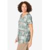 Woman Within Plus Size 7-Day Notch-Neck Tunic(Olive Green Geo Patchwork)
