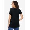 Woman Within Plus Size Perfect Short-Sleeve Shirred U-Neck Tunic(Black)
