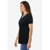 Woman Within Plus Size Perfect Short-Sleeve Shirred U-Neck Tunic(Black)