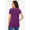Woman Within Plus Size Perfect Short-Sleeve Shirred U-Neck Tunic(Plum Purple)