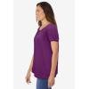 Woman Within Plus Size Perfect Short-Sleeve Shirred U-Neck Tunic(Plum Purple)