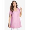 Woman Within Plus Size Perfect Short-Sleeve Shirred U-Neck Tunic(White)