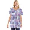 Woman Within Plus Size 7-Day Notch-Neck Tunic(Navy Geo Patchwork)