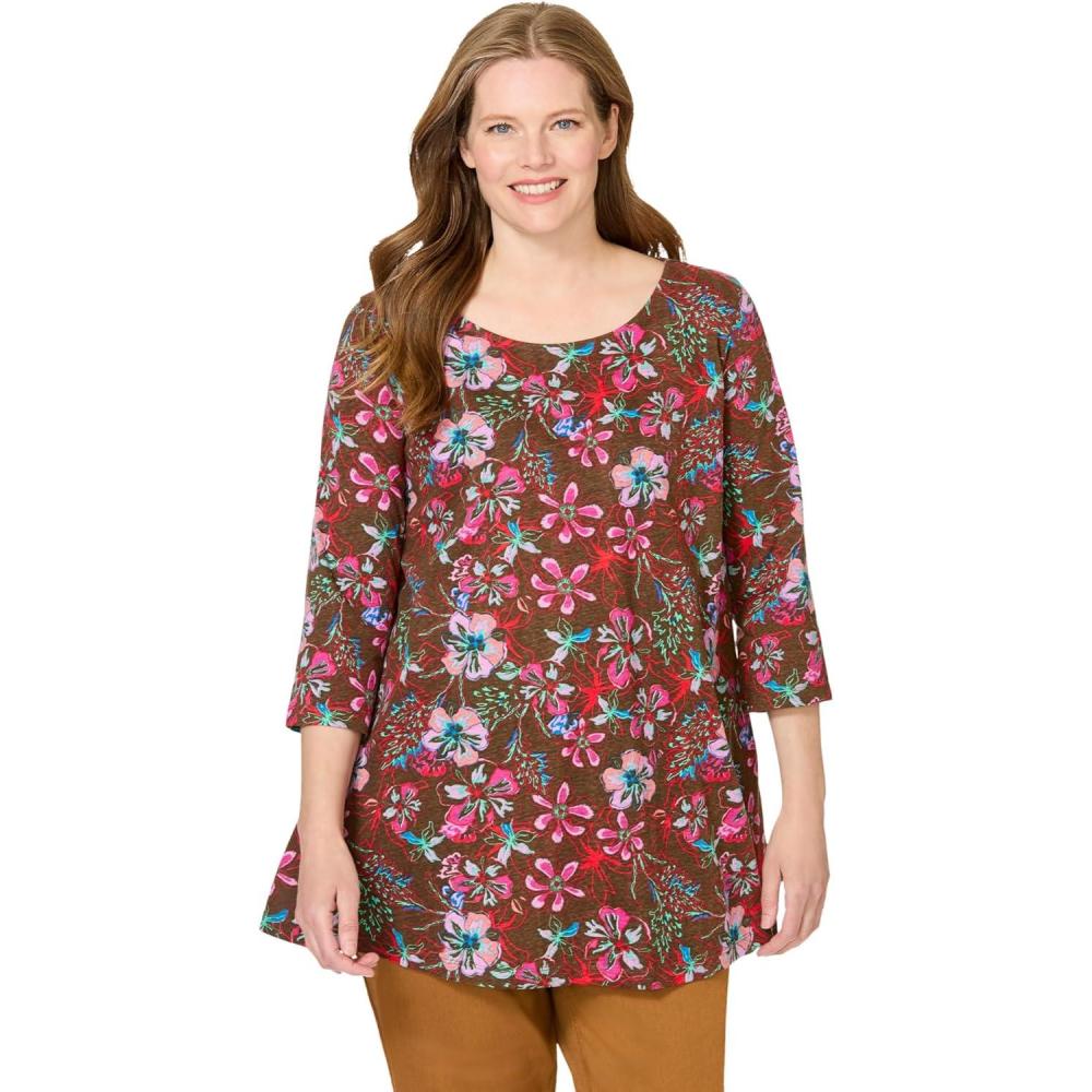 imageWoman Within Plus Size 2Pocket Swing TunicChocolate Floral