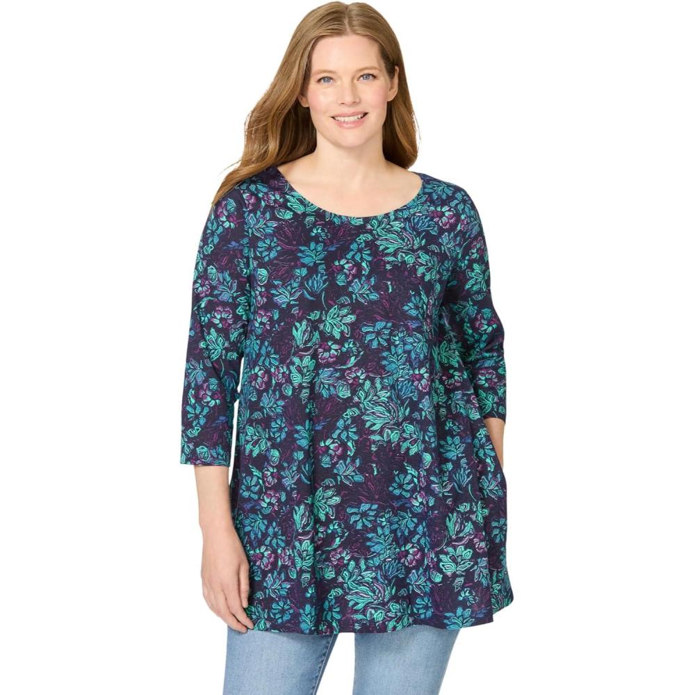 imageWoman Within Plus Size 2Pocket Swing TunicNavy Stencil