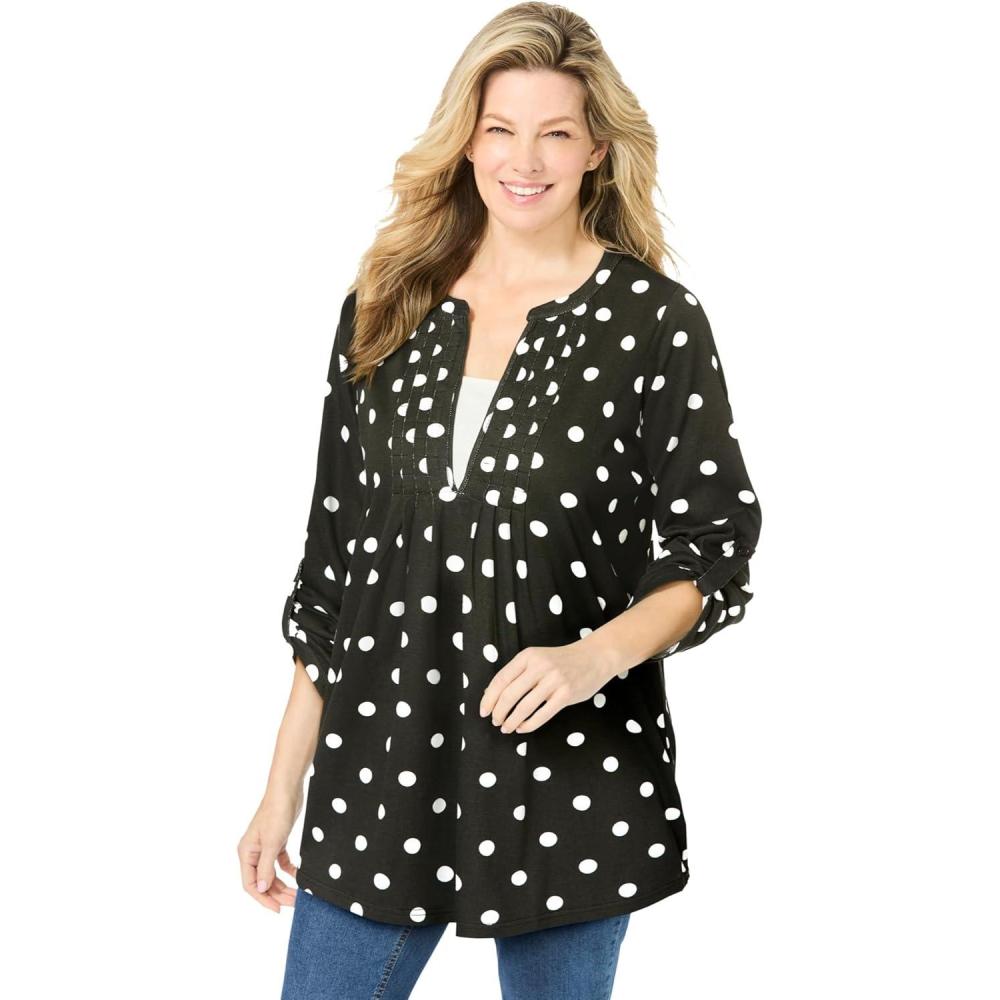 imageWoman Within Plus Size 7Day LayeredLook TunicBlack White Dot