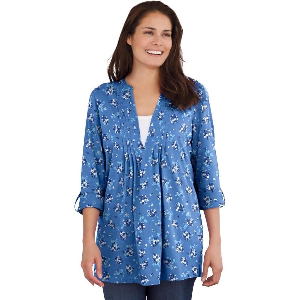 imageWoman Within Plus Size 7Day LayeredLook TunicBlue Coast Ditsy Bouquet