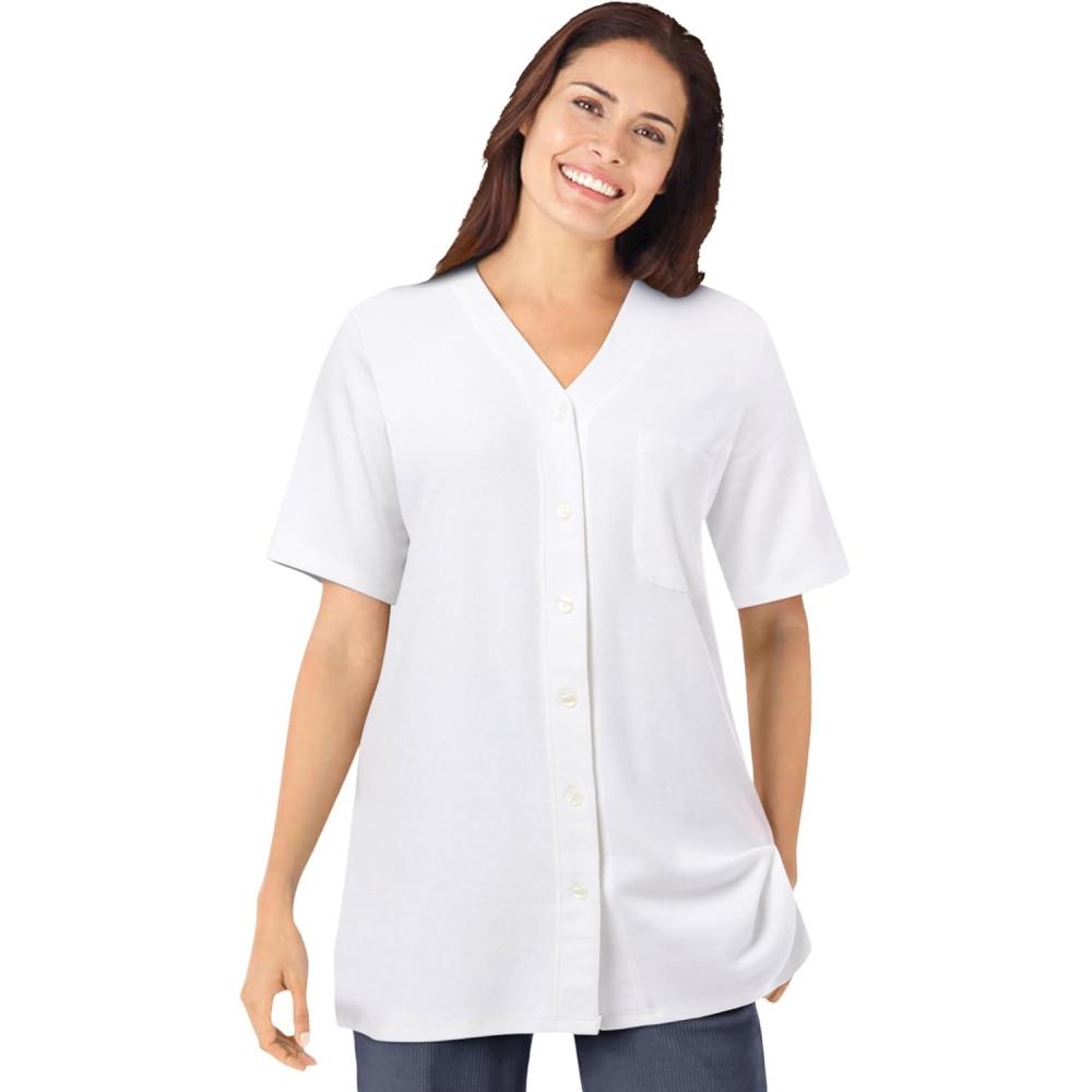 imageWoman Within Plus Size 7Day ShortSleeve Baseball TunicWhite