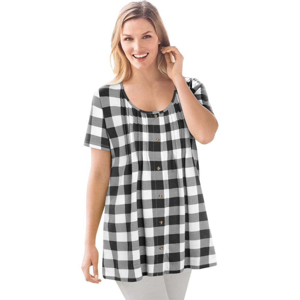 imageWoman Within Plus Size ALine Knit TunicBlack Buffalo Plaid
