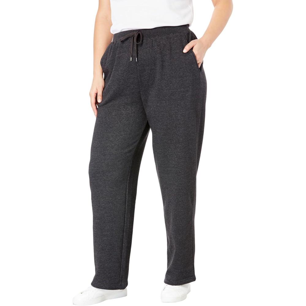 imageWoman Within Plus Size BetterFleece PullOn Drawstring SweatpantsHeather Charcoal