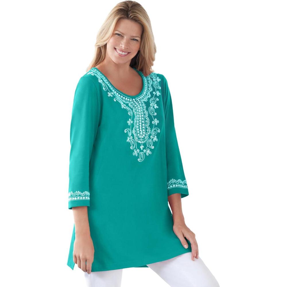 imageWoman Within Plus Size Embroidered Knit TunicWaterfall