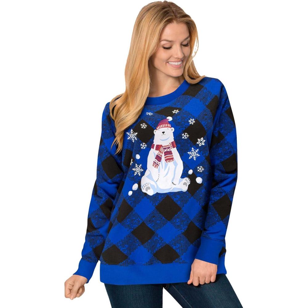 imageWoman Within Plus Size Fleece Holiday SweatshirtBright Cobalt Bear