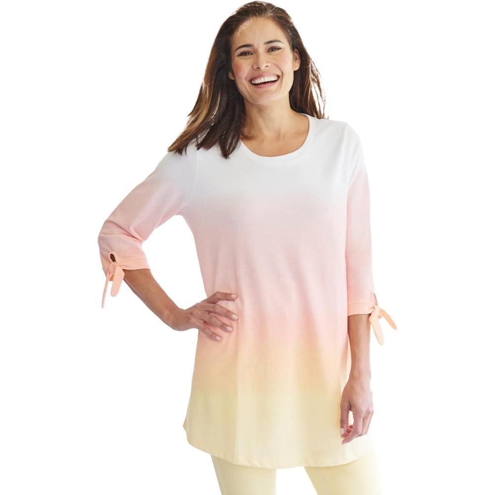 imageWoman Within Plus Size French Terry TieSleeve SweatshirtBanana Ombre