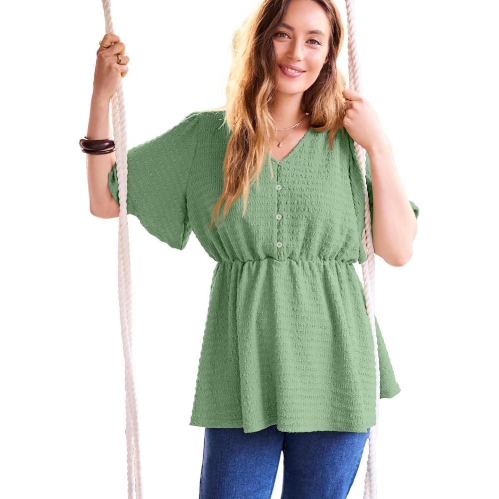 imageWoman Within Plus Size Half Placket Textured TunicSage