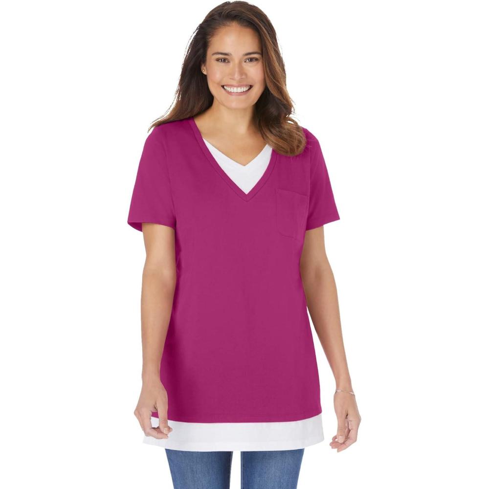 imageWoman Within Plus Size LayeredLook TunicRaspberry