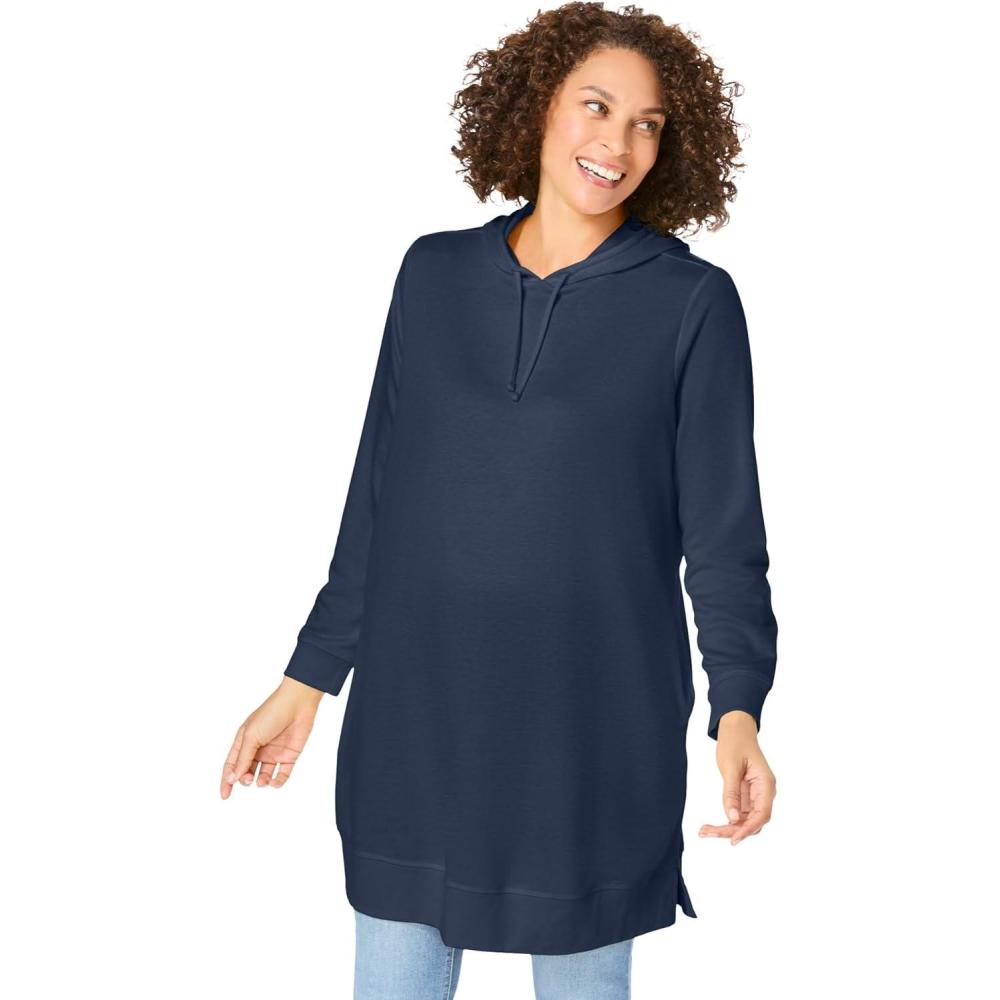 imageWoman Within Plus Size LongerLength Hoodie SweatshirtNavy