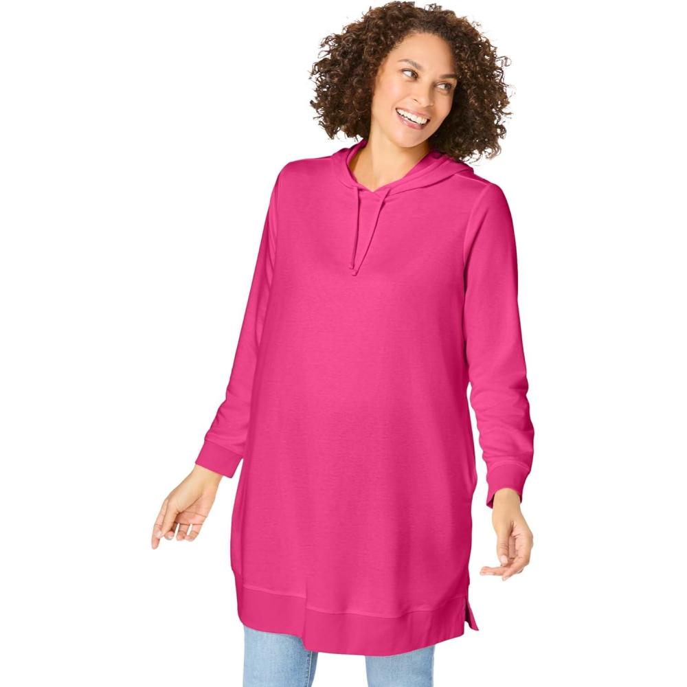 imageWoman Within Plus Size LongerLength Hoodie SweatshirtRaspberry Sorbet
