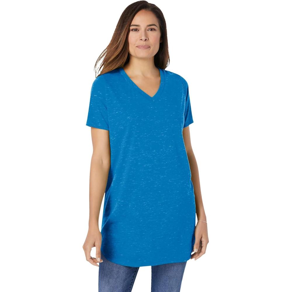 imageWoman Within Plus Size Marled VNeck TunicDark Blue Marled