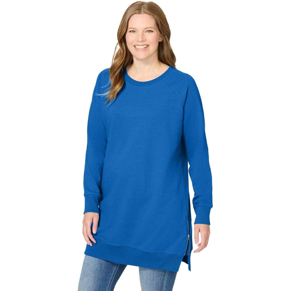 imageWoman Within Plus Size Side Zip SweatshirtBright Cobalt