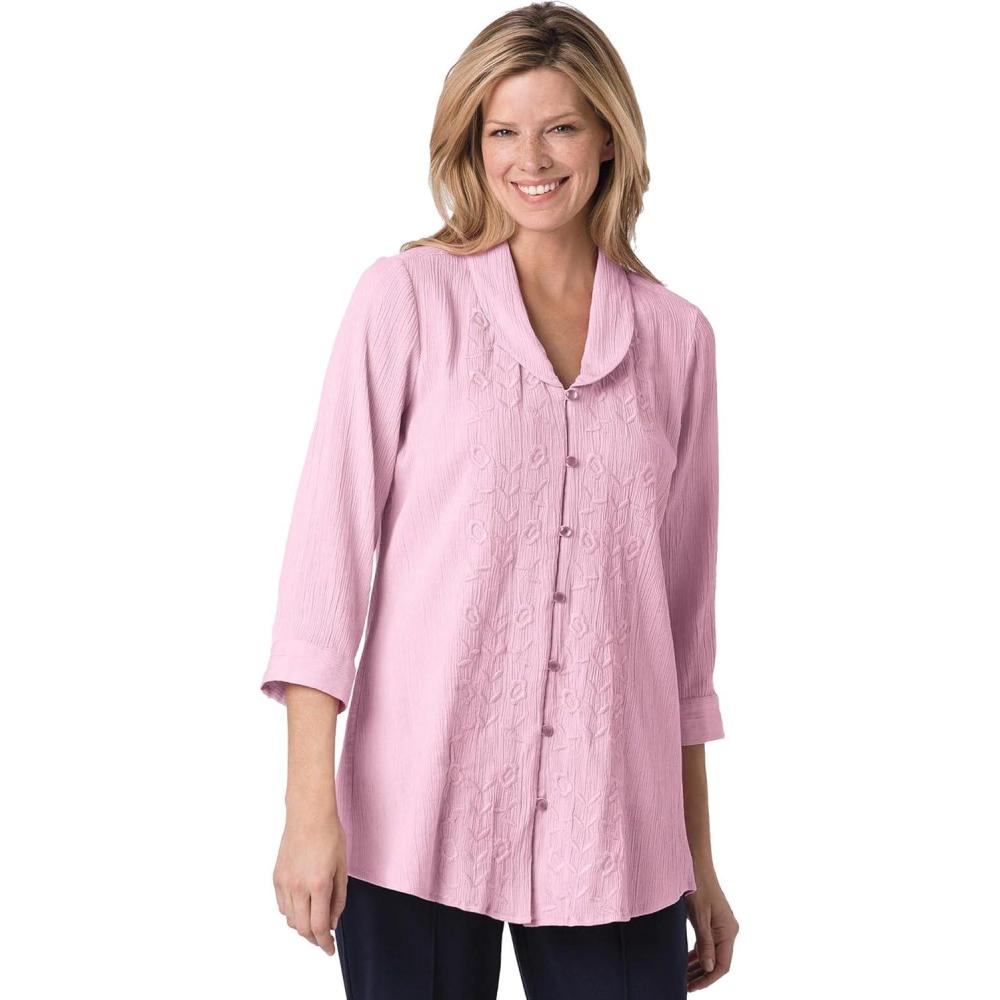 imageWoman Within Plus Size Textured Gauze Tunic With Shawl CollarPink