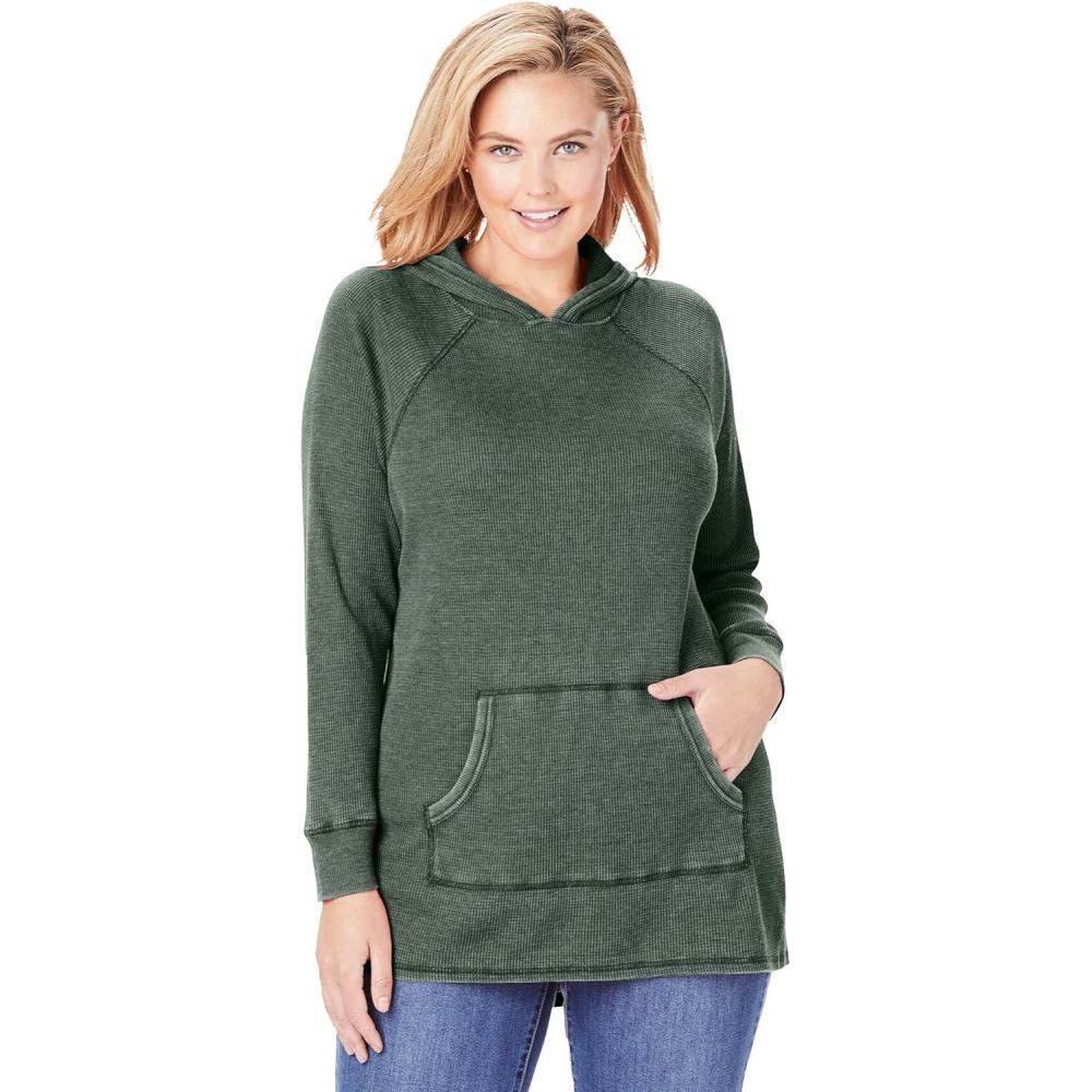 imageWoman Within Plus Size WaffleThermal HoodiePine