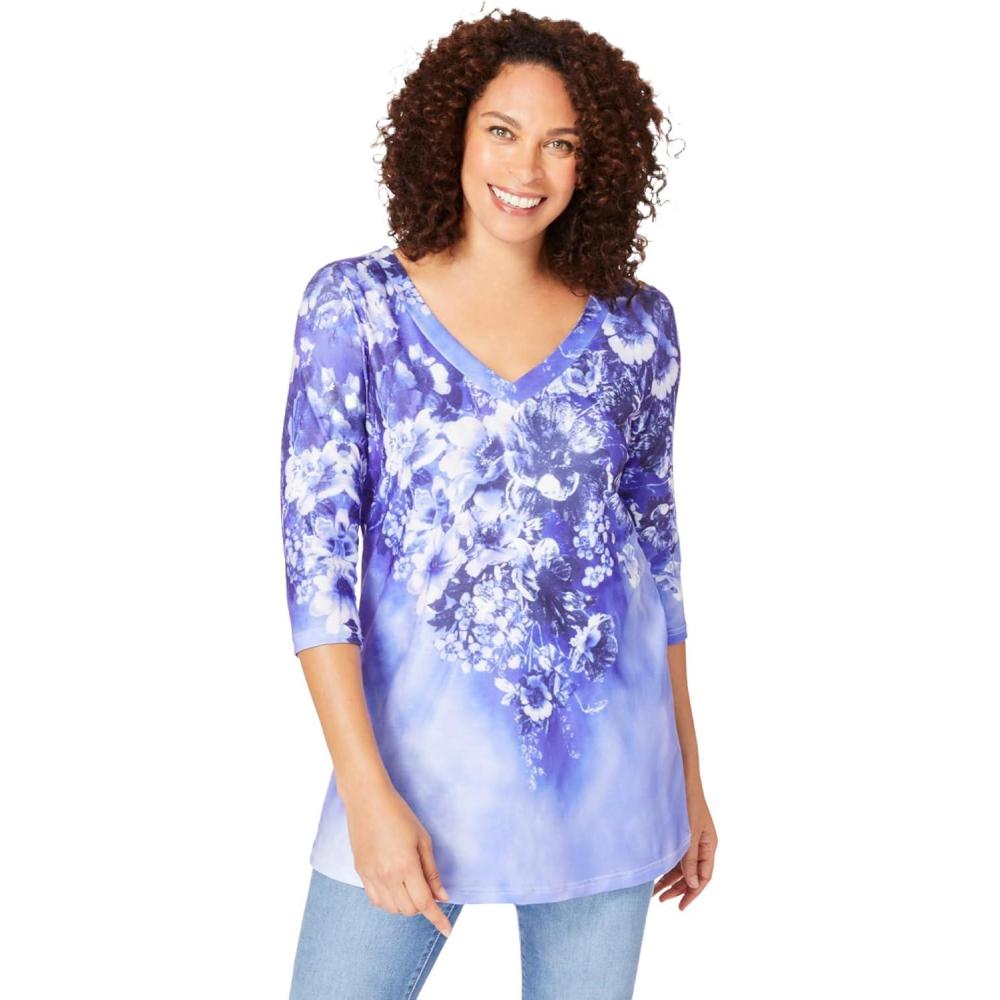 imageWoman Within Plus Size Watercolor TunicPurple Flowers