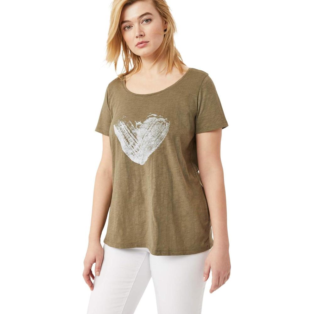 imageellos Plus Size Love Graphic TeeBurnt Olive Heart
