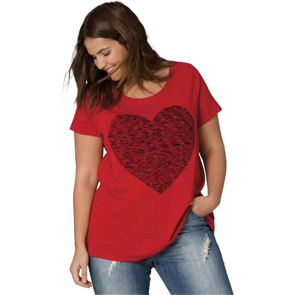 imageellos Plus Size Love Graphic TeeClassic Red Heart