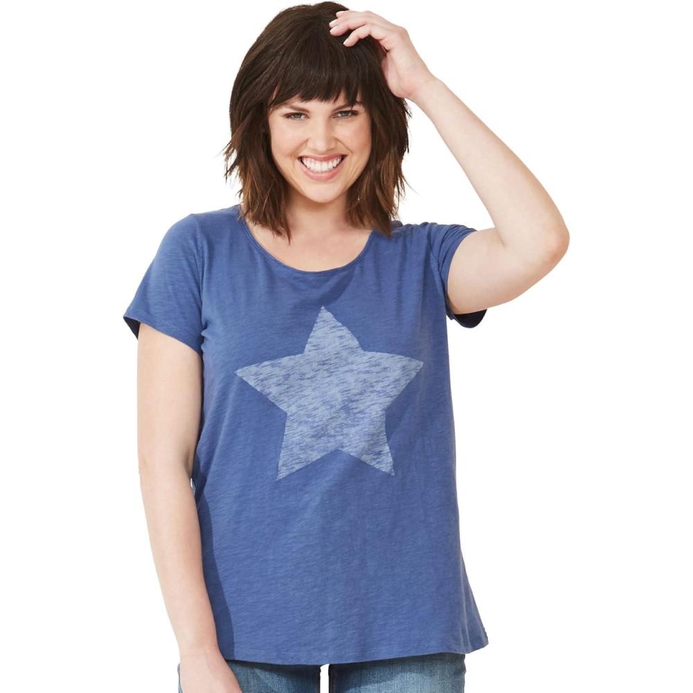 imageellos Plus Size Love Graphic TeeRoyal Navy Star