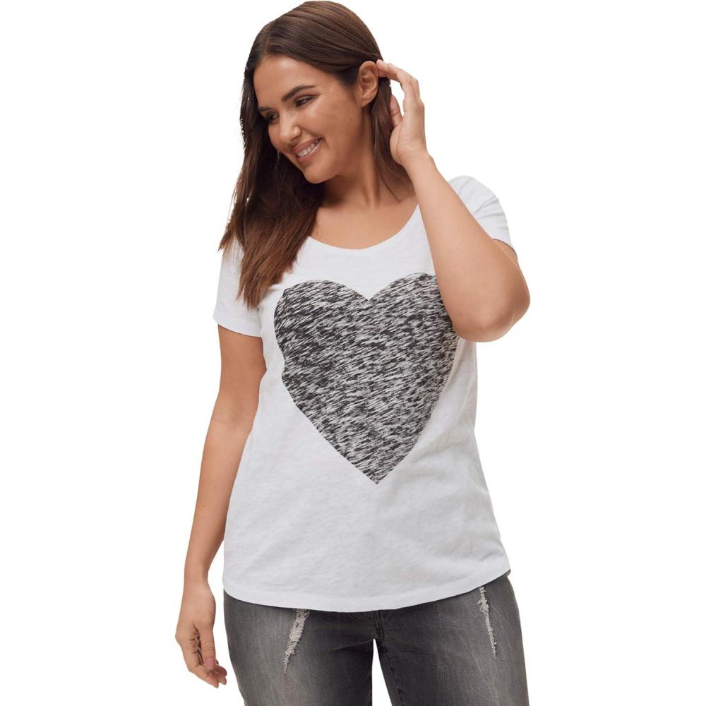 imageellos Plus Size Love Graphic TeeWhite Heart