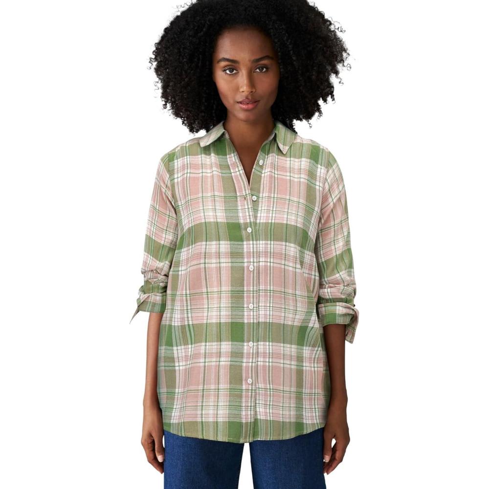imageellos Plus Size Plaid Flannel ShirtOlive Blush Plaid