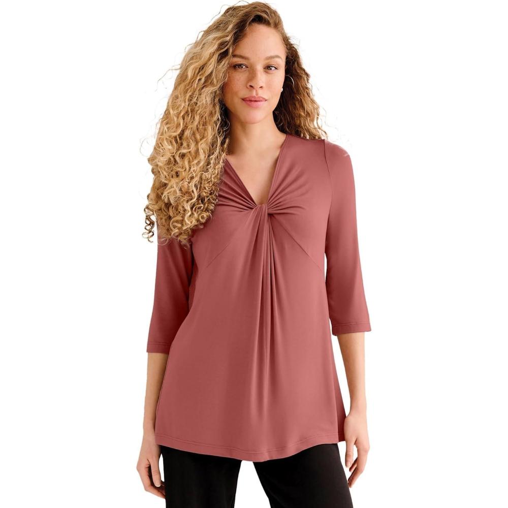 imageellos Plus Size Twisted KnotFront TunicShadow Rose