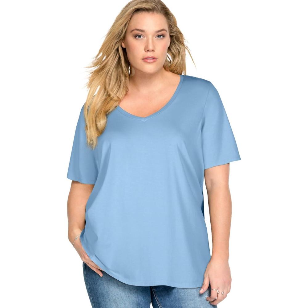imageellos Plus Size VNeck ALine TunicBlue Sky