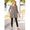 Woman Within Plus Size 2-Pocket Swing Tunic(Pink Stamp Botanical)