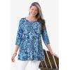 Woman Within Plus Size 2-Pocket Swing Tunic(Pink Stamp Botanical)